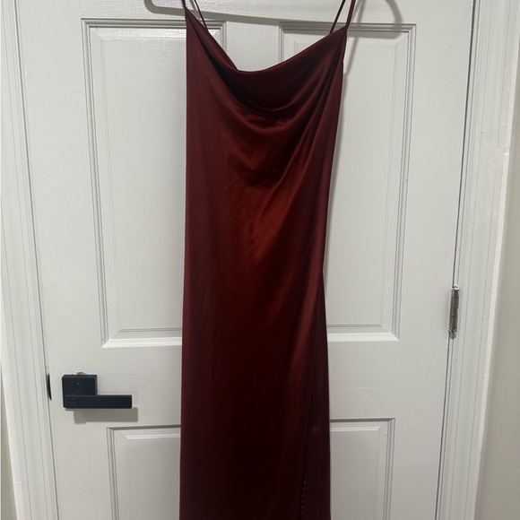 Elegant Brown Satin Dress - Picture 2 of 2